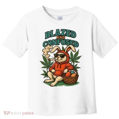  Rabbit Blazed And Confused Cool Bunny Easter Day 420 Tank Top Toddler T-Shirt