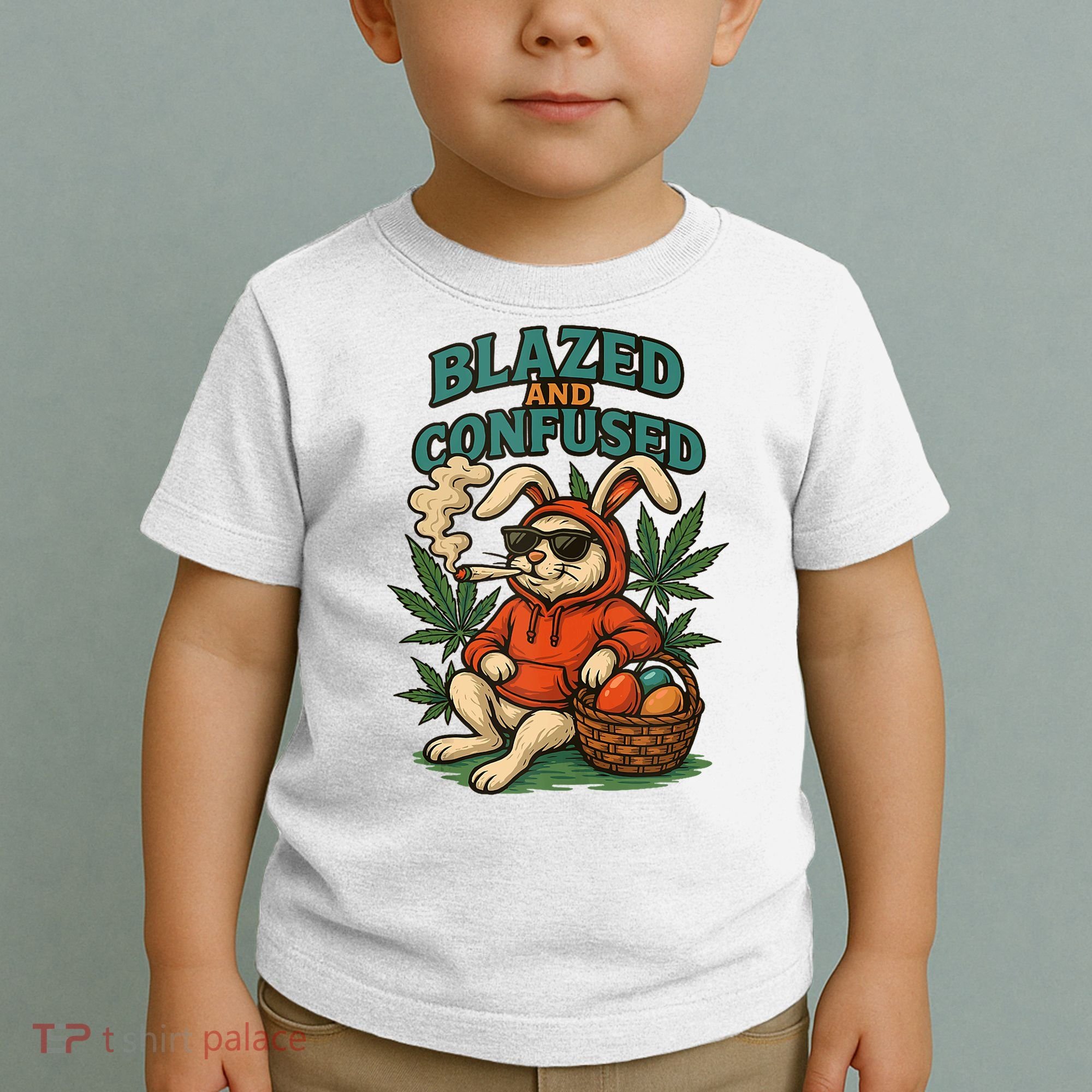  Rabbit Blazed And Confused Cool Bunny Easter Day 420 Tank Top Toddler T-Shirt