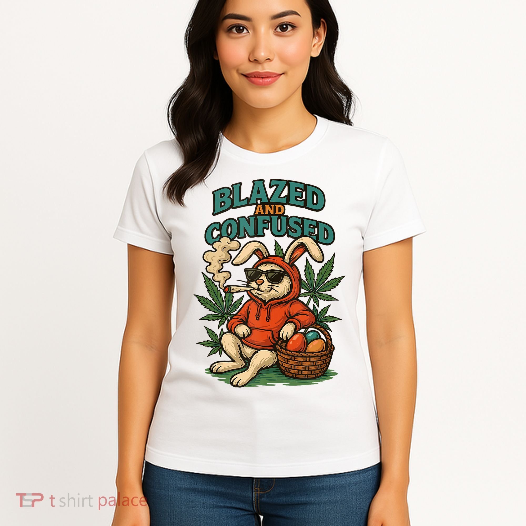  Rabbit Blazed And Confused Cool Bunny Easter Day 420 Tank Top Women's T-Shirt
