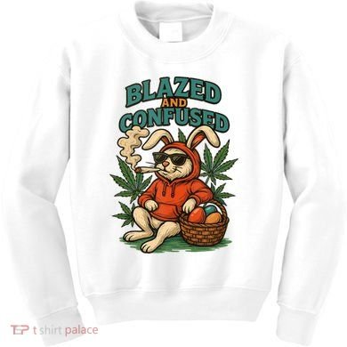  Rabbit Blazed And Confused Cool Bunny Easter Day 420 Tank Top Kids Sweatshirt