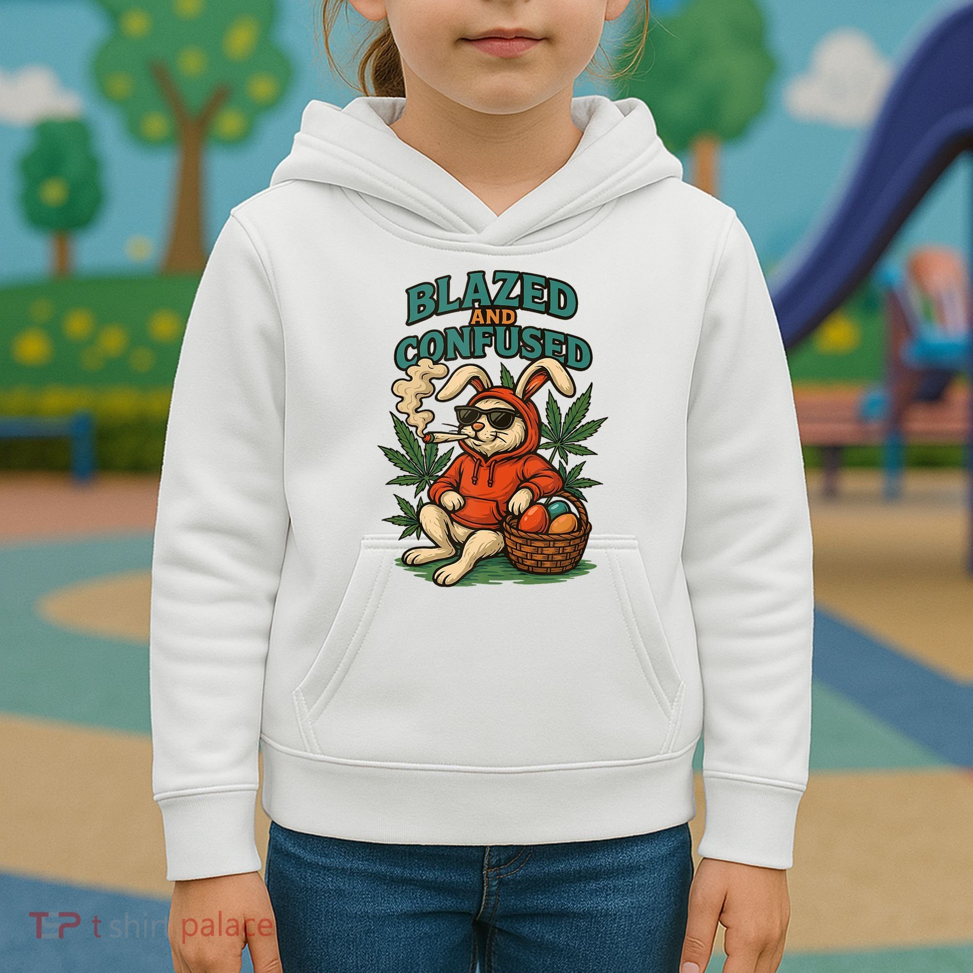  Rabbit Blazed And Confused Cool Bunny Easter Day 420 Tank Top Kids Hoodie