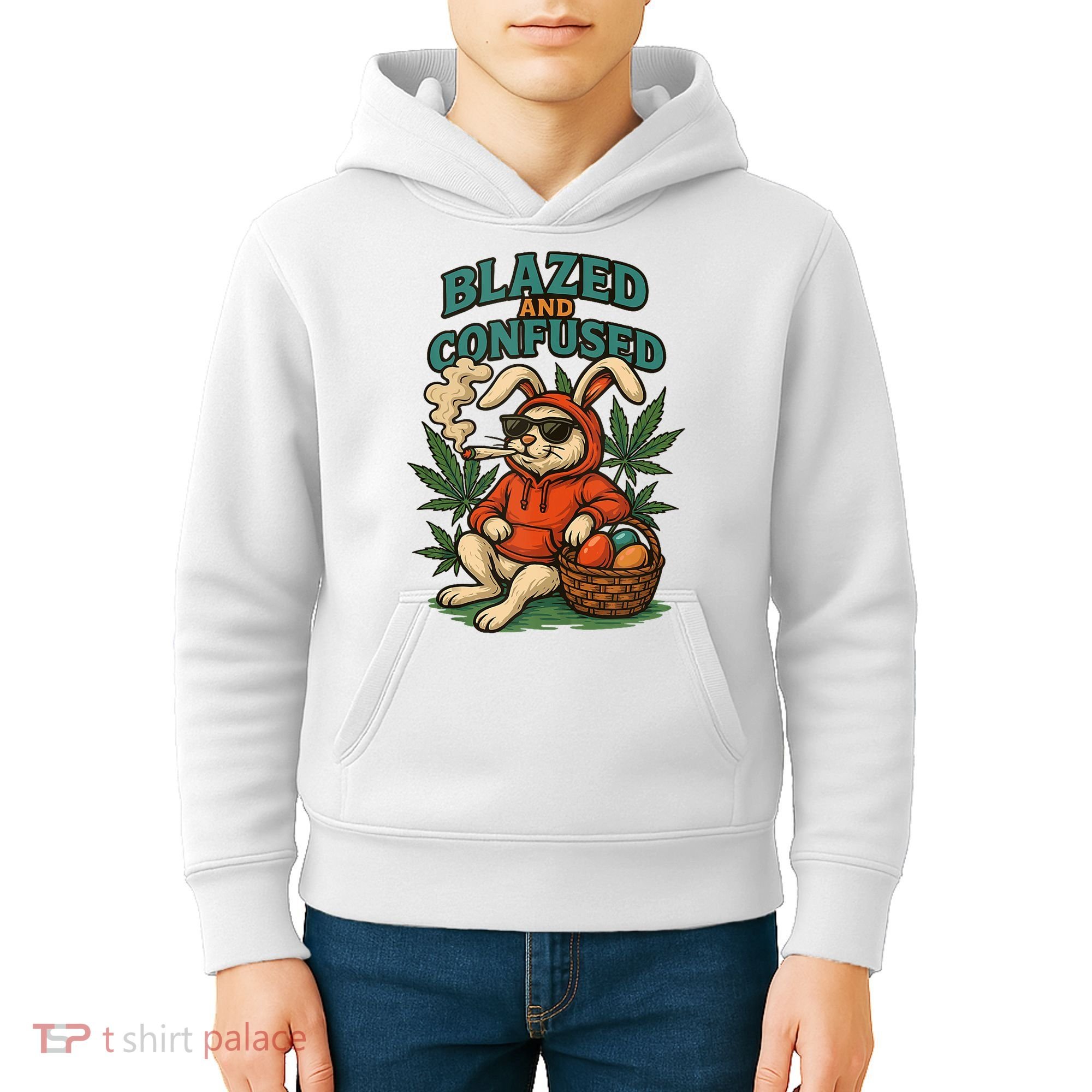  Rabbit Blazed And Confused Cool Bunny Easter Day 420 Tank Top Kids Hoodie