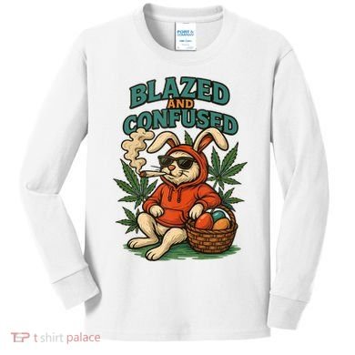  Rabbit Blazed And Confused Cool Bunny Easter Day 420 Tank Top Kids Long Sleeve Shirt