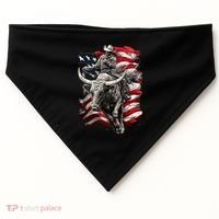 Rodeo Bucking Bull Riding Cowboy Western USA-Made Doggie Bandana thumb 0