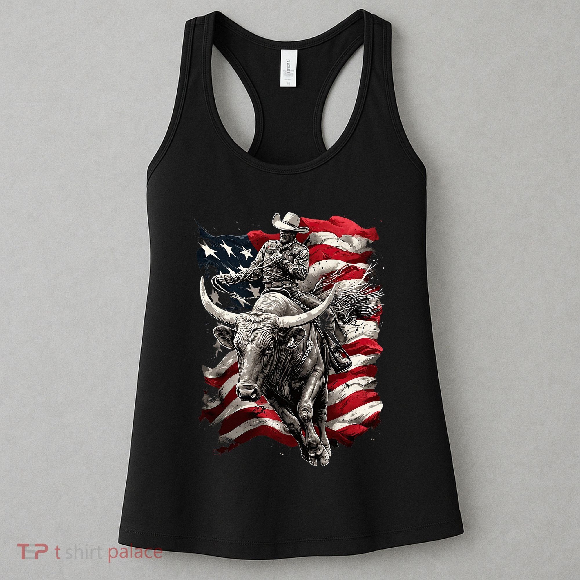 Rodeo Bucking Bull Riding Cowboy Western Women's Tank Top