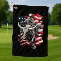 Rodeo Bucking Bull Riding Cowboy Western Golf Towel thumb 1