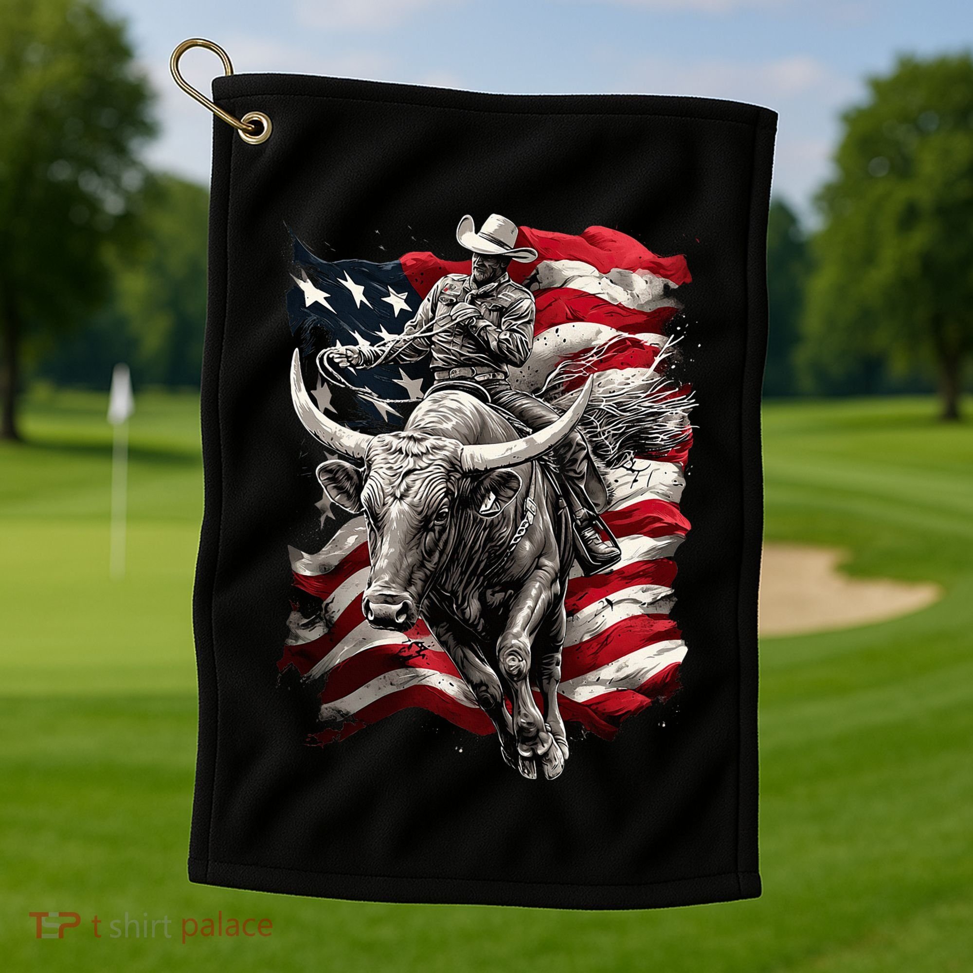 Rodeo Bucking Bull Riding Cowboy Western Golf Towel