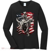 Rodeo Bucking Bull Riding Cowboy Western Women's Long Sleeve Shirt thumb 0