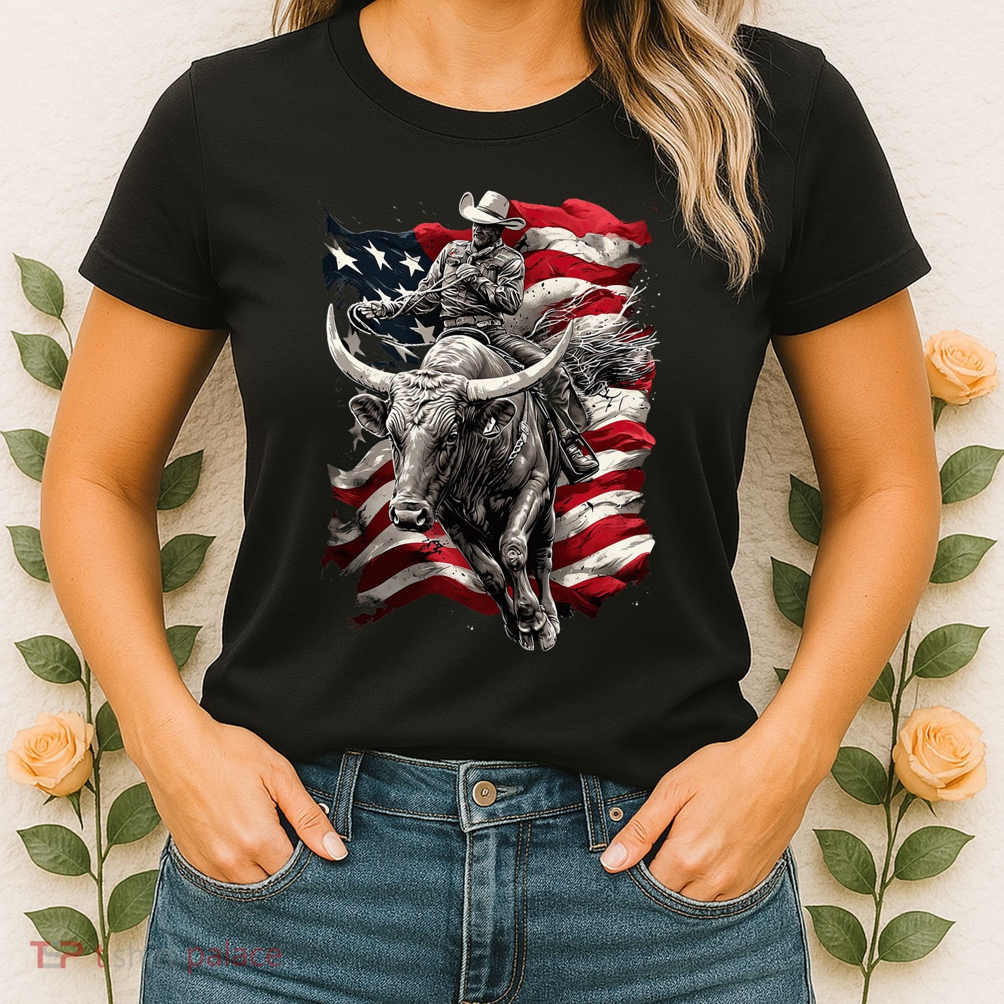 Rodeo Bucking Bull Riding Cowboy Western Women's T-Shirt