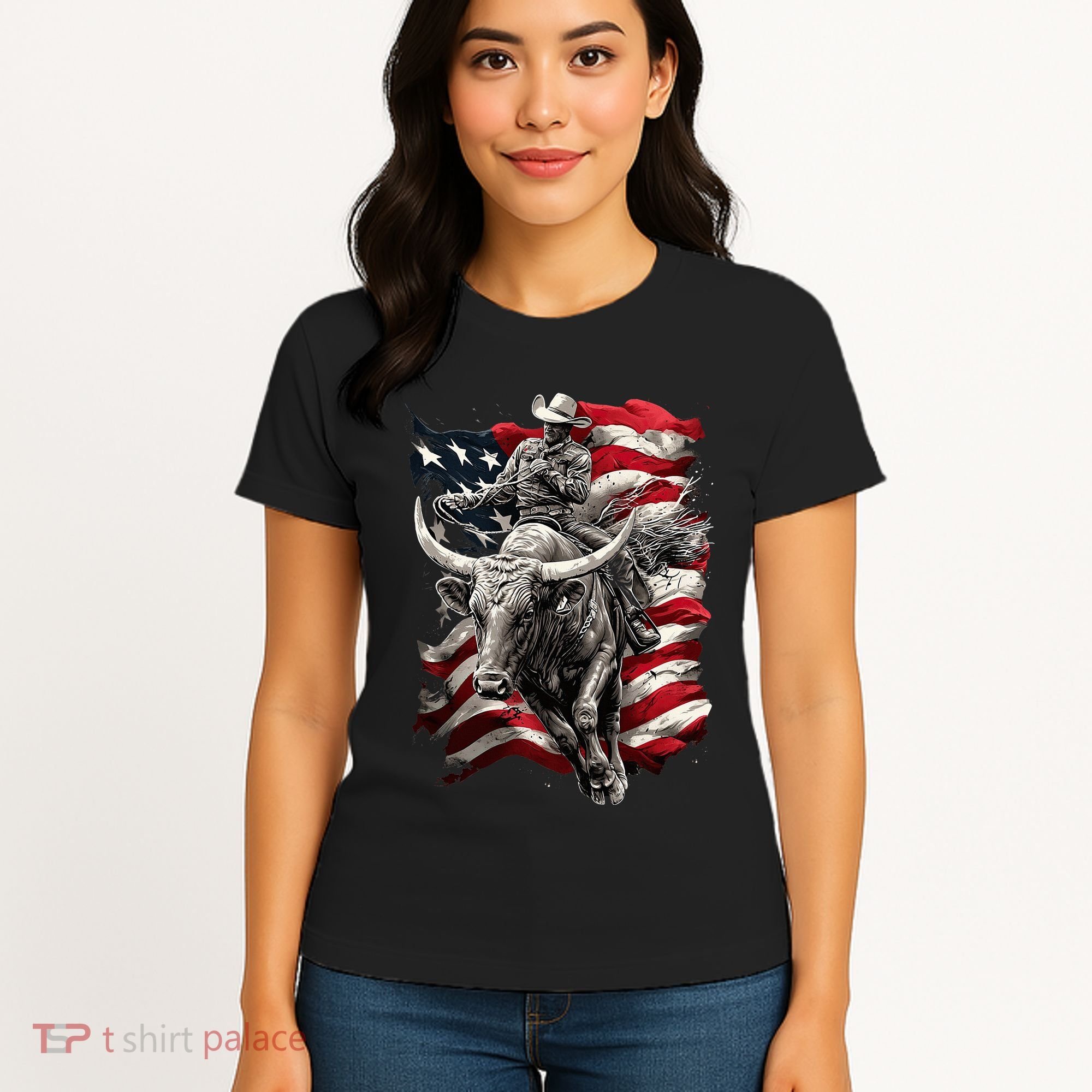Rodeo Bucking Bull Riding Cowboy Western Women's T-Shirt