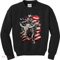 Rodeo Bucking Bull Riding Cowboy Western Kids Sweatshirt thumb 0