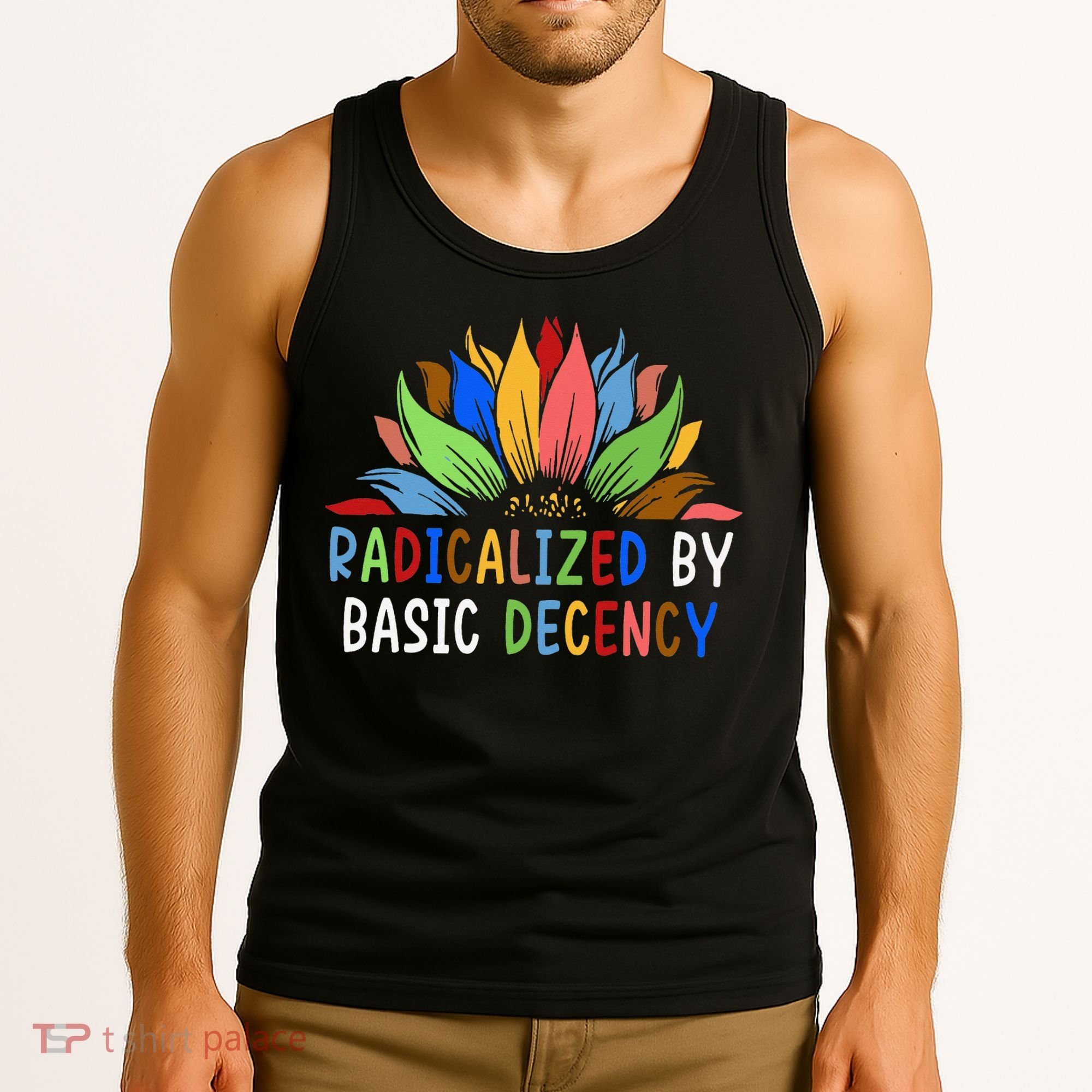 Radicalized By Basic Decency Sunflower Tank Top