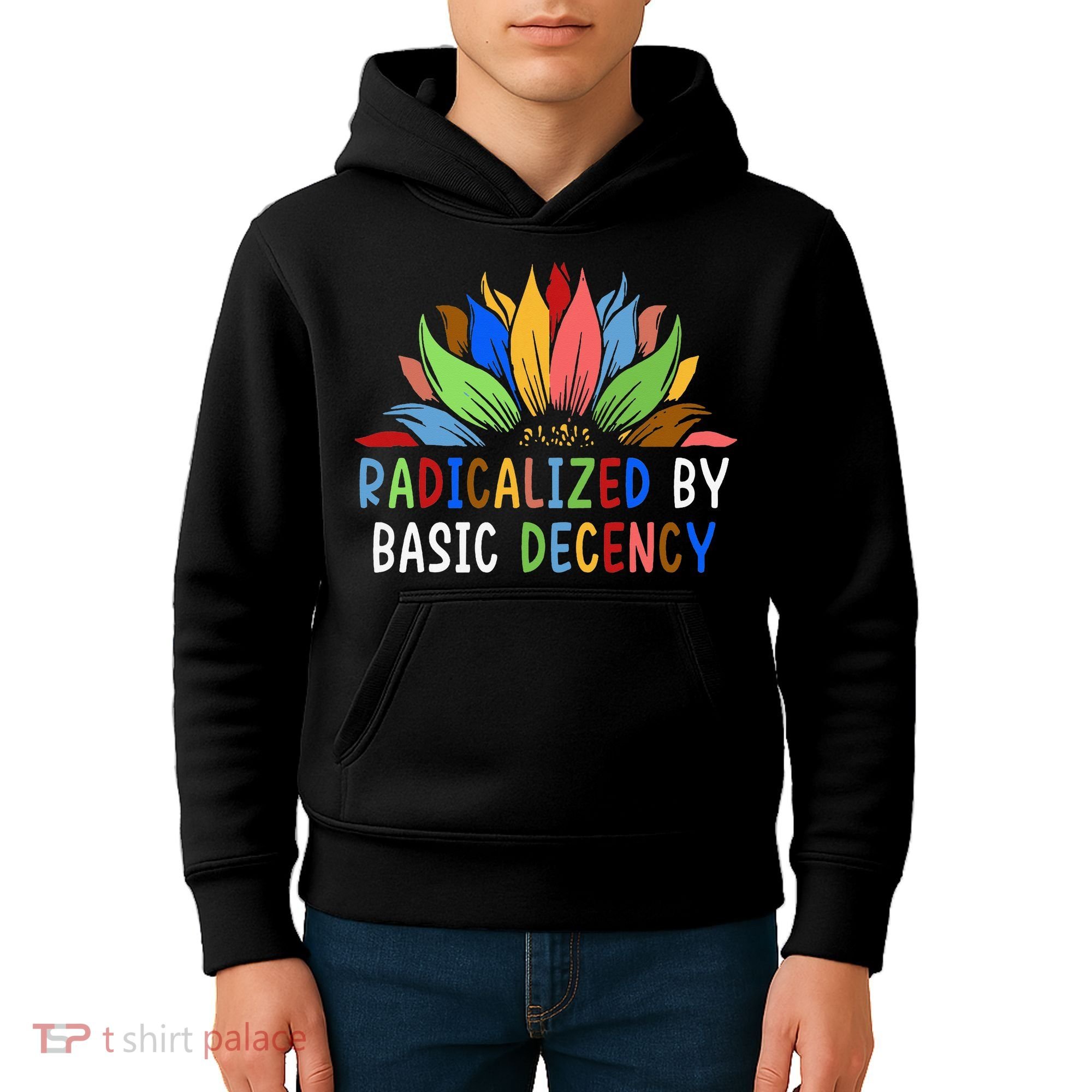 Radicalized By Basic Decency Sunflower Kids Hoodie