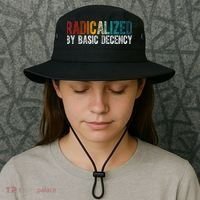Radicalized By Basic Decency Funny Social Democracy Bucket Hat thumb 3