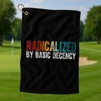 Radicalized By Basic Decency Funny Social Democracy Golf Towel thumb 1