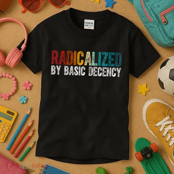Radicalized By Basic Decency Funny Social Democracy Kids T-Shirt