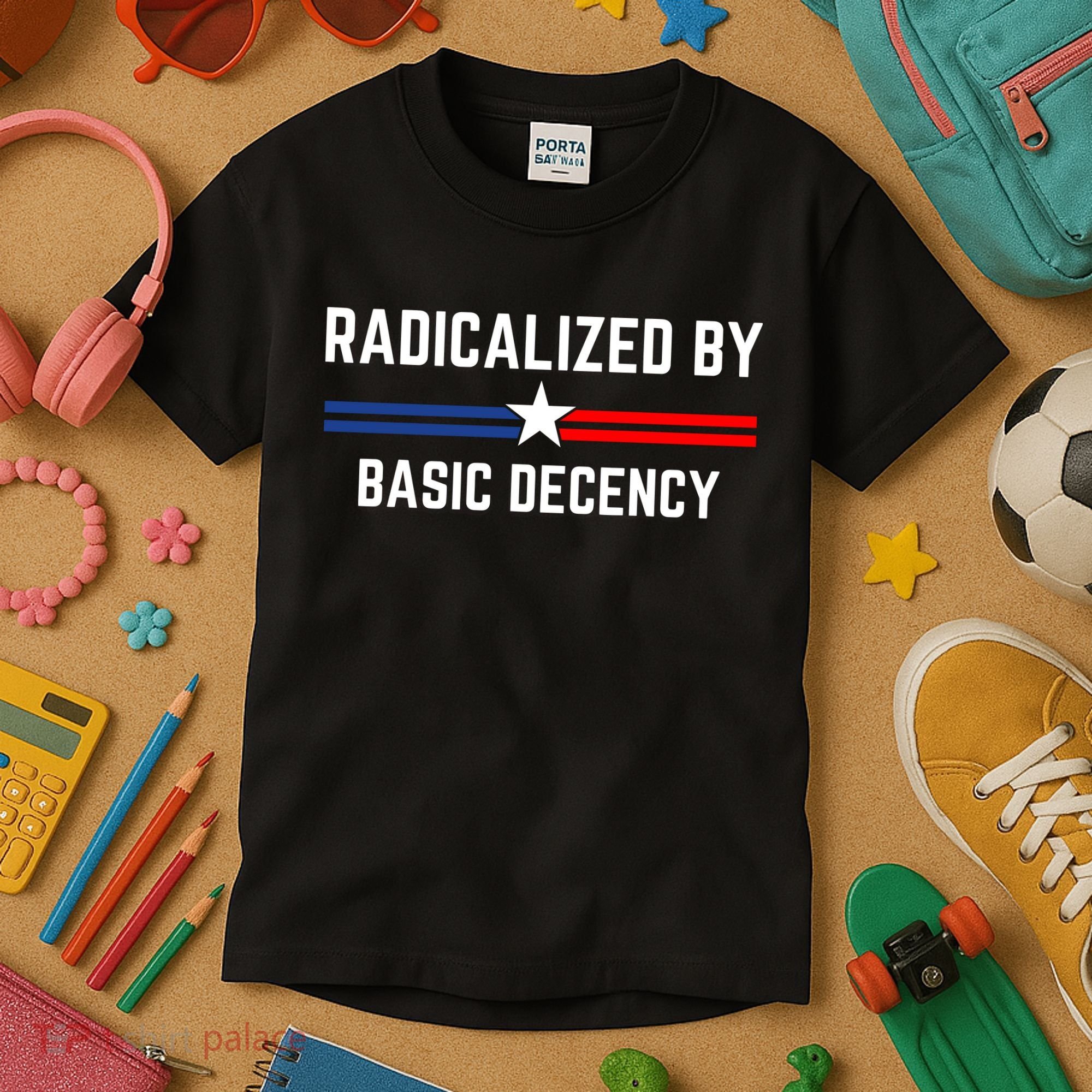 Radicalized By Basic Decency Funny Social Democracy  Kids T-Shirt