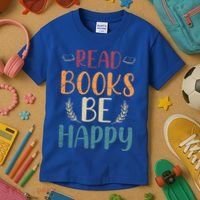 Read Books Be Happy Librarian Book Nerd Gift Reading Cute Gift Kids T-Shirt thumb 3