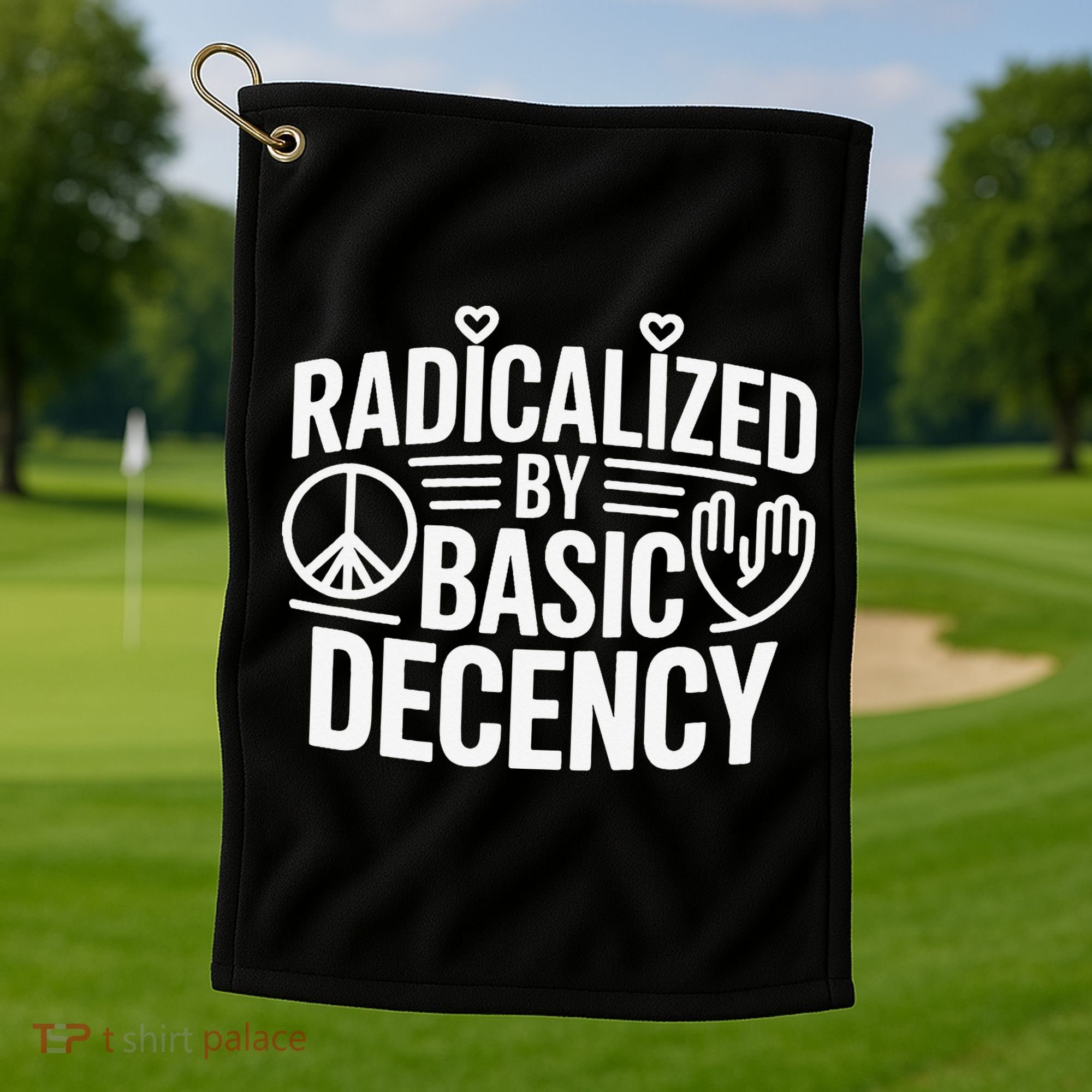 Radicalized By Basic Decency Protest Resist Persist Golf Towel