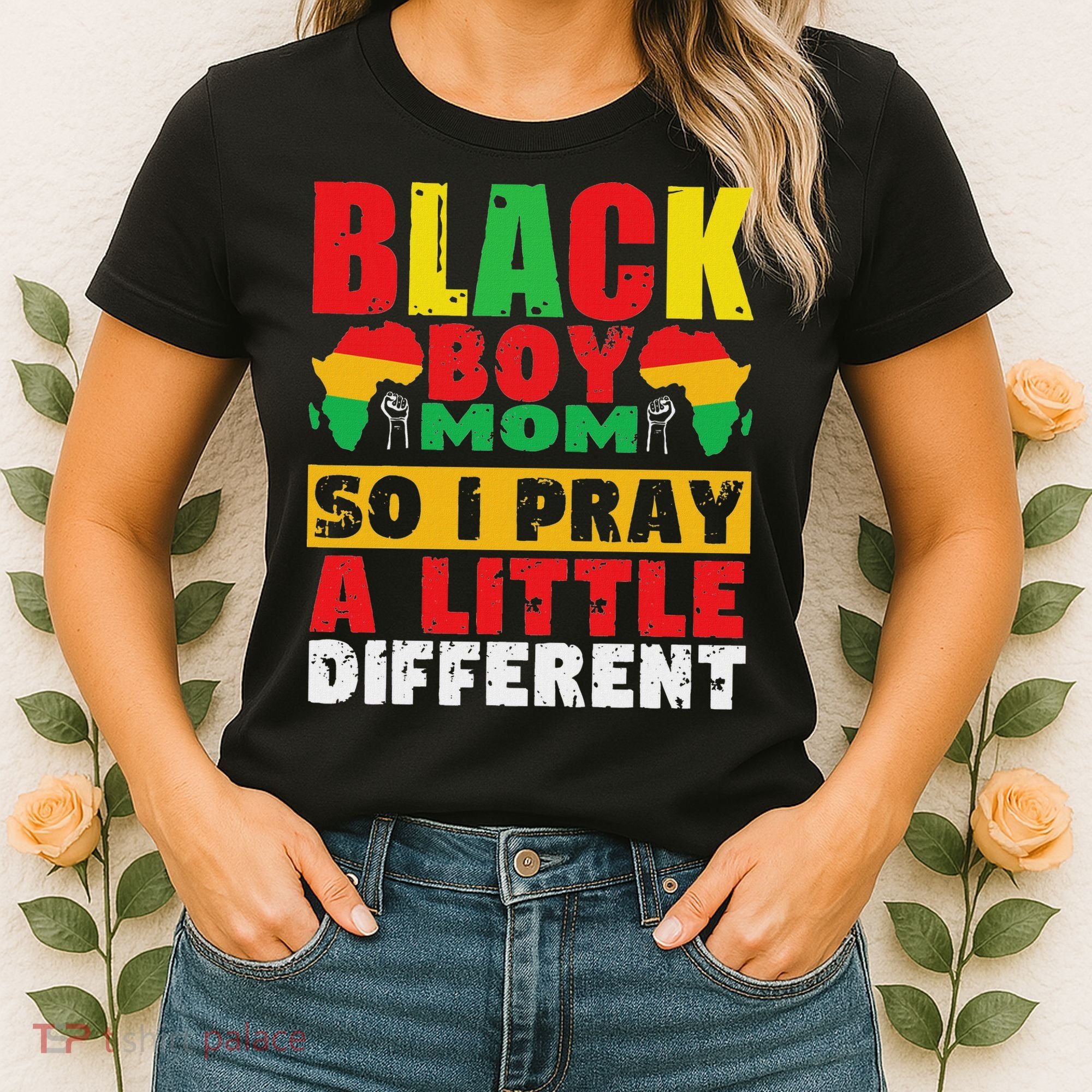 Religious Black Boy Mom Mama Black History Month African Women's T-Shirt