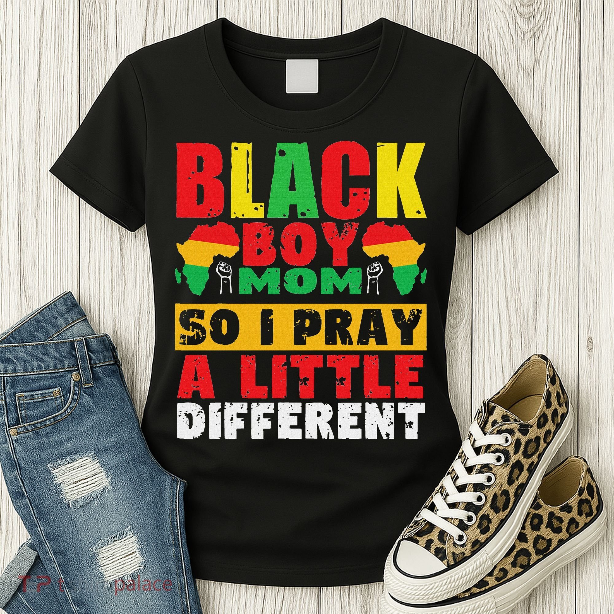 Religious Black Boy Mom Mama Black History Month African Women's T-Shirt