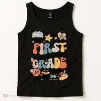 Retro Bye Bruh First Grade Happy Last Day Of School Tank Top thumb 2