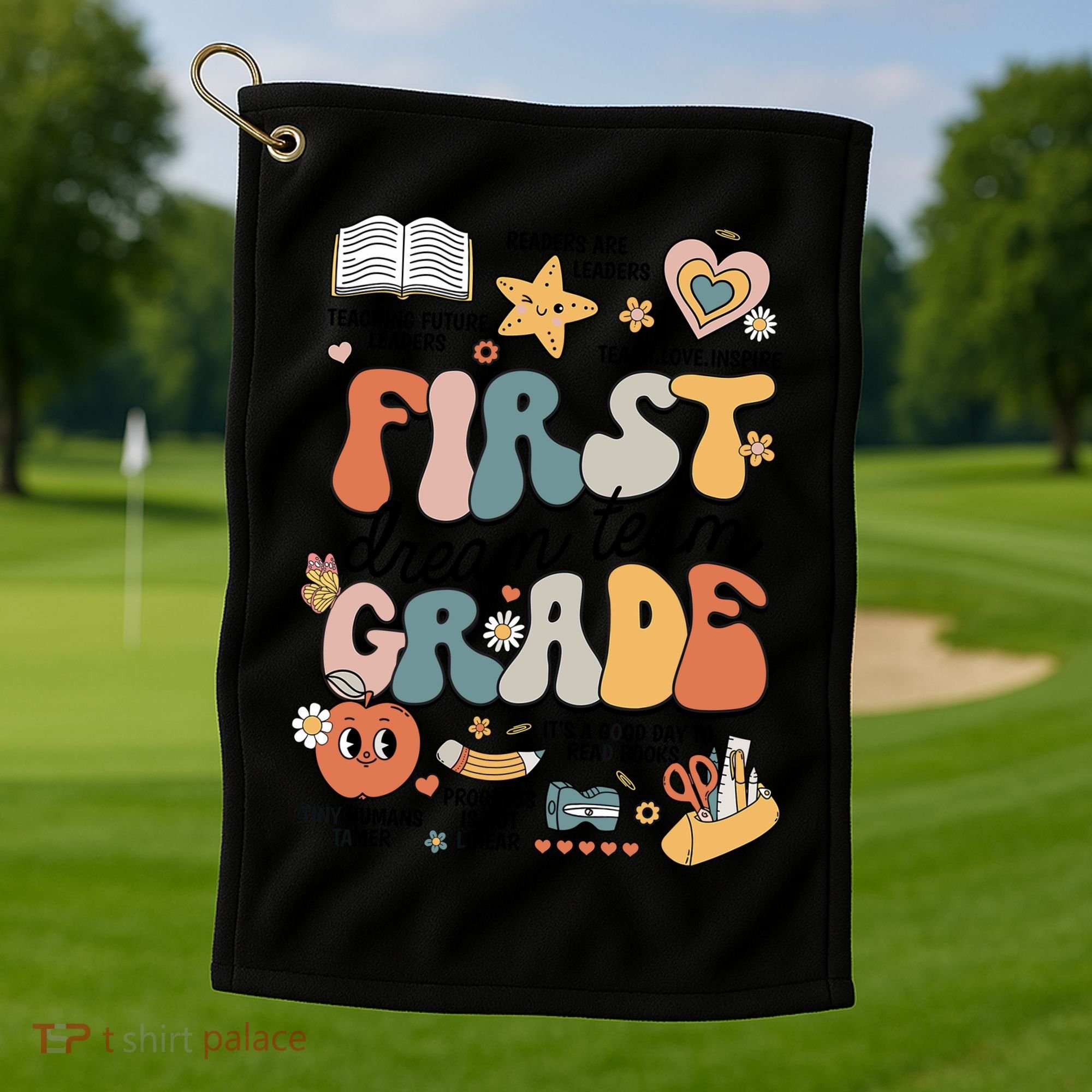 Retro Bye Bruh First Grade Happy Last Day Of School Golf Towel
