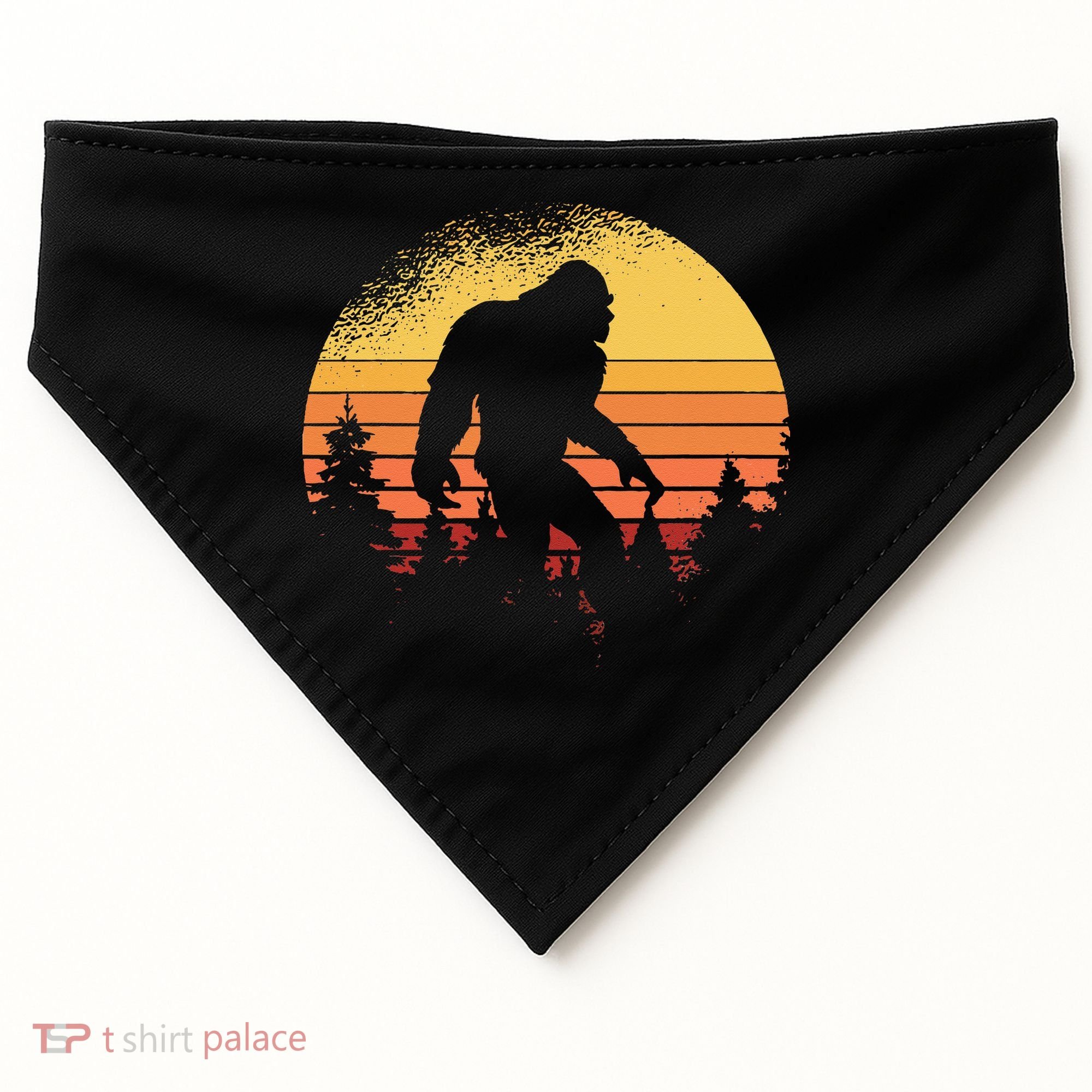 Retro Bigfoot Believer Silhouette Sasquatch Hide And Seek USA-Made Doggie Bandana