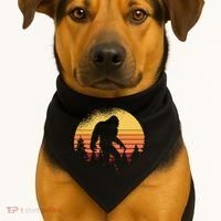 Retro Bigfoot Believer Silhouette Sasquatch Hide And Seek USA-Made Doggie Bandana thumb 1
