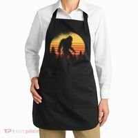 Retro Bigfoot Believer Silhouette Sasquatch Hide And Seek Apron thumb 2