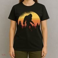 Retro Bigfoot Believer Silhouette Sasquatch Hide And Seek T-Shirt thumb 4
