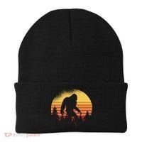 Retro Bigfoot Believer Silhouette Sasquatch Hide And Seek Beanie thumb 0