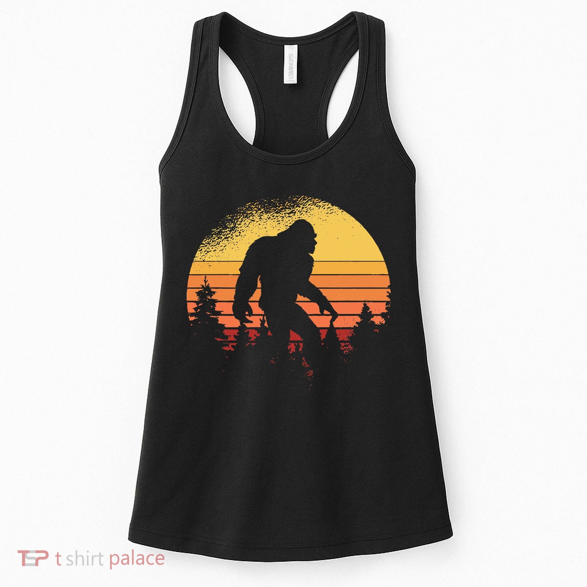 Retro Bigfoot Believer Silhouette Sasquatch Hide And Seek Women's Tank Top