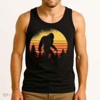 Retro Bigfoot Believer Silhouette Sasquatch Hide And Seek Tank Top thumb 3