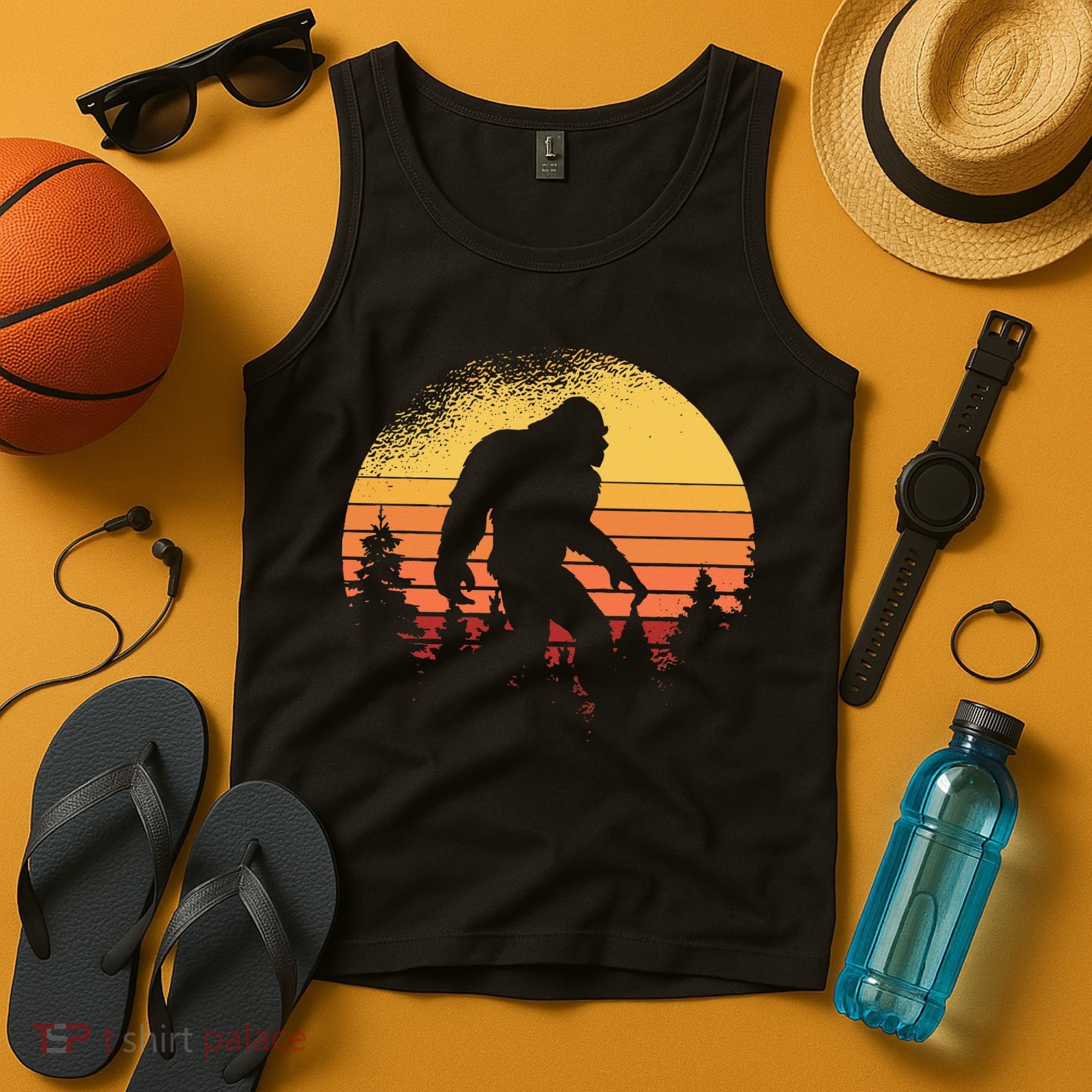 Retro Bigfoot Believer Silhouette Sasquatch Hide And Seek Tank Top