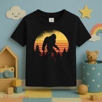 Retro Bigfoot Believer Silhouette Sasquatch Hide And Seek Toddler T-Shirt thumb 3