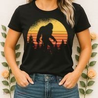 Retro Bigfoot Believer Silhouette Sasquatch Hide And Seek Women's T-Shirt thumb 2