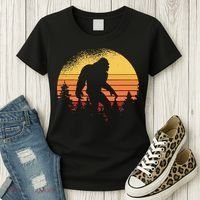 Retro Bigfoot Believer Silhouette Sasquatch Hide And Seek Women's T-Shirt thumb 3