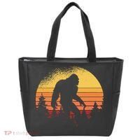 Retro Bigfoot Believer Silhouette Sasquatch Hide And Seek Tote Bag thumb 0
