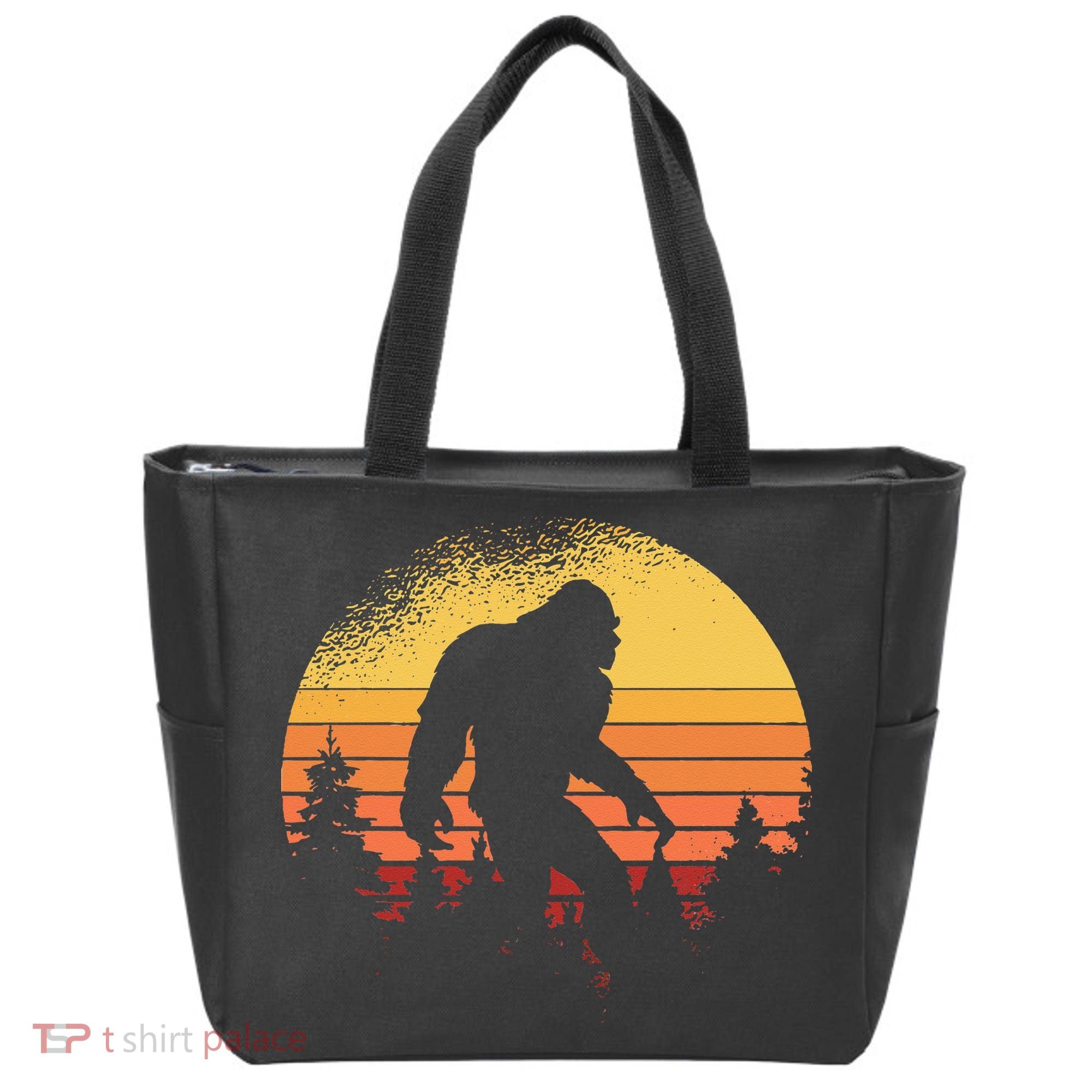 Retro Bigfoot Believer Silhouette Sasquatch Hide And Seek Tote Bag