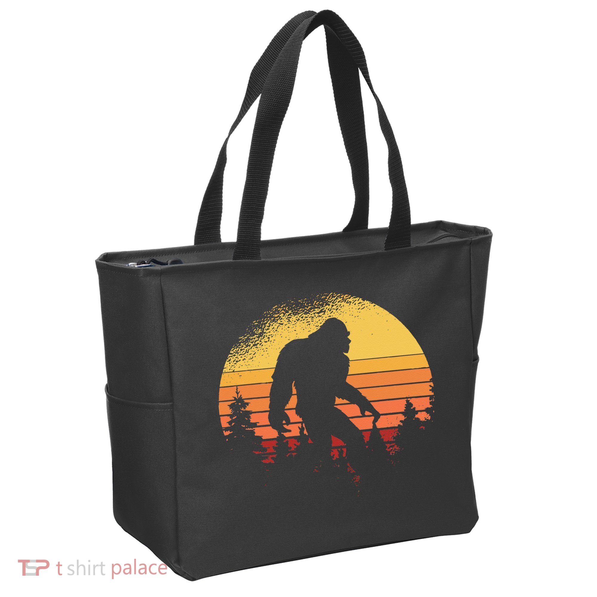 Retro Bigfoot Believer Silhouette Sasquatch Hide And Seek Tote Bag