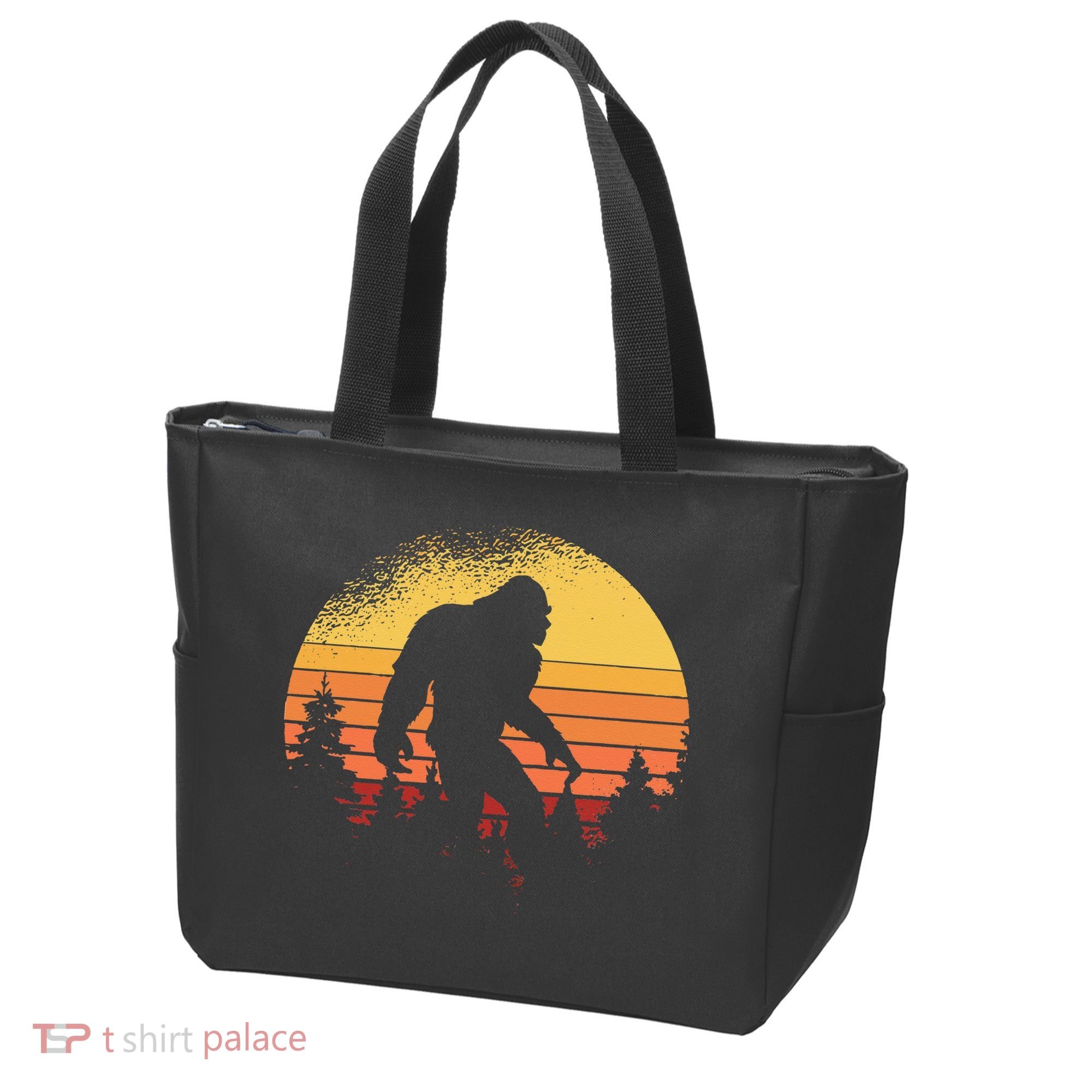 Retro Bigfoot Believer Silhouette Sasquatch Hide And Seek Tote Bag