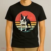 Retro Boston Bull Terrier Dog Puppy Boston Terrier Dad Mom T-Shirt thumb 3