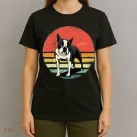 Retro Boston Bull Terrier Dog Puppy Boston Terrier Dad Mom T-Shirt thumb 4