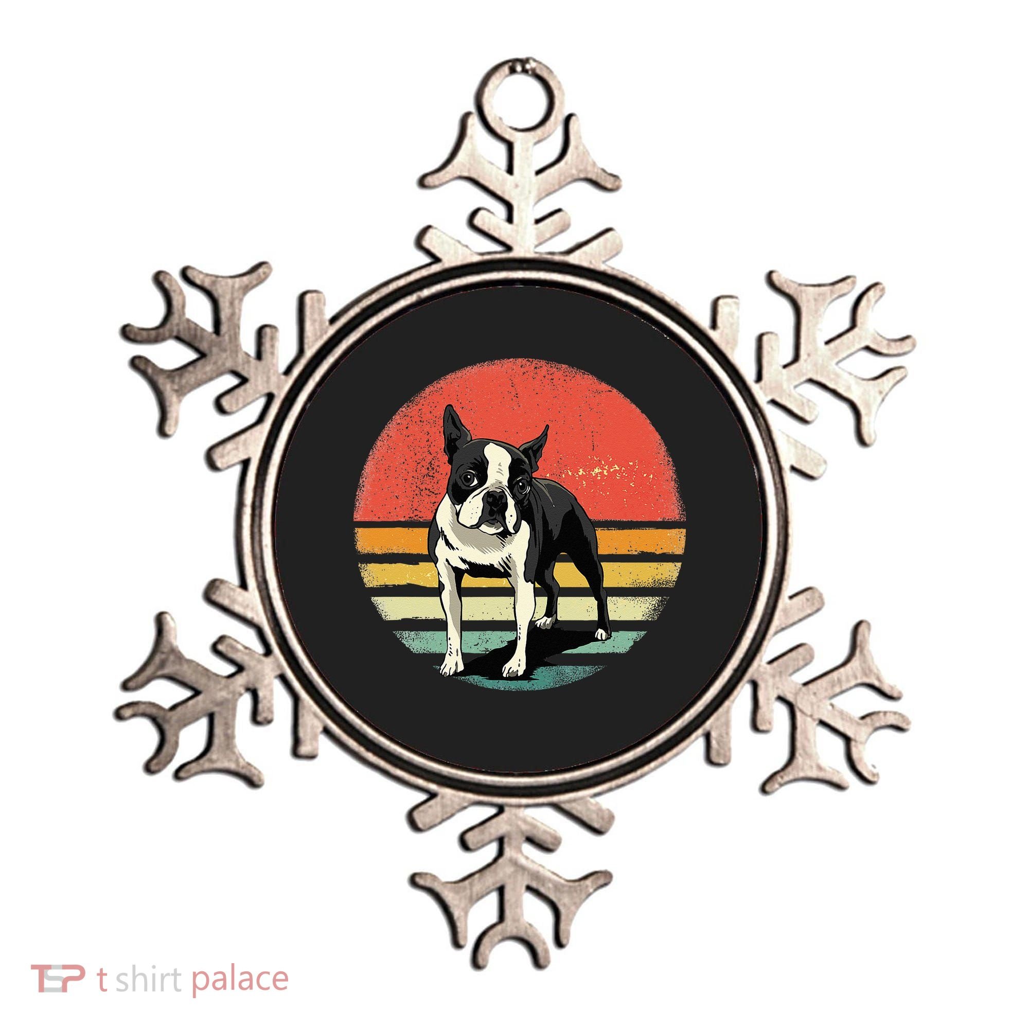 Retro Boston Bull Terrier Dog Puppy Boston Terrier Dad Mom Ornament