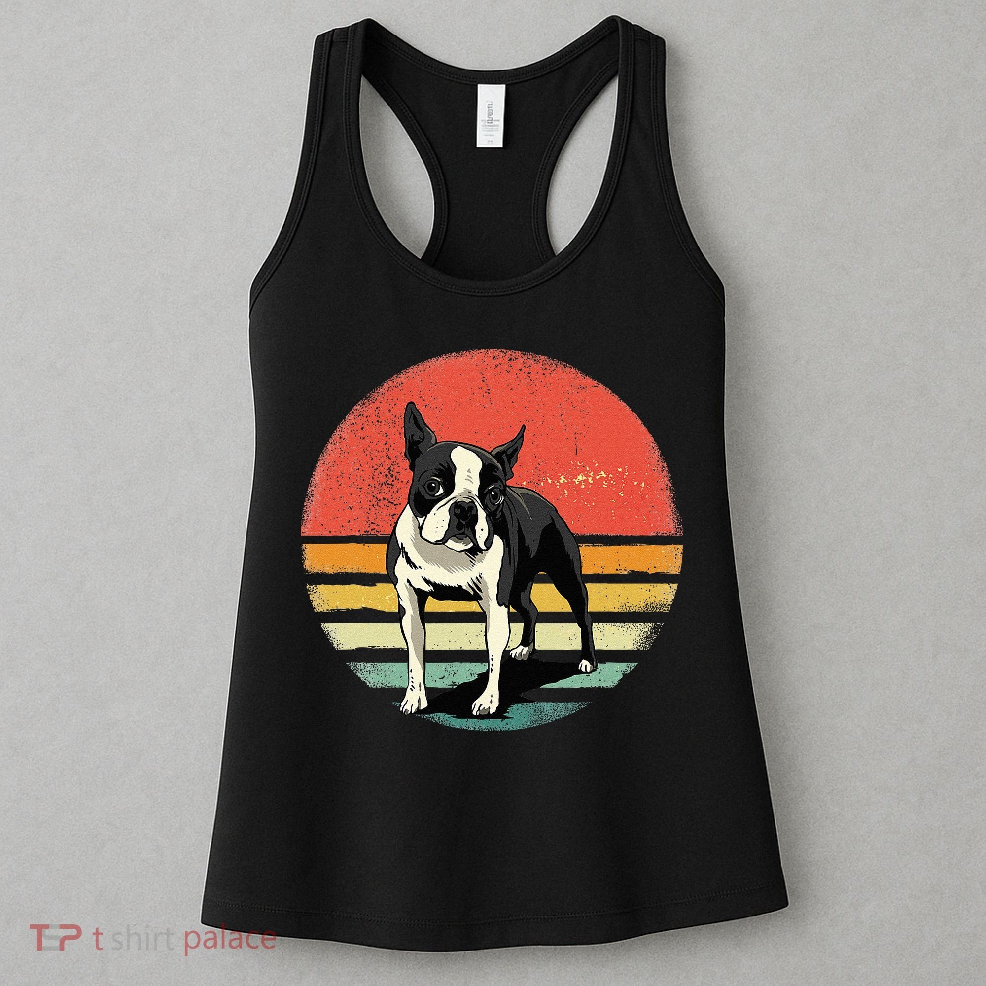 Retro Boston Bull Terrier Dog Puppy Boston Terrier Dad Mom Women's Tank Top