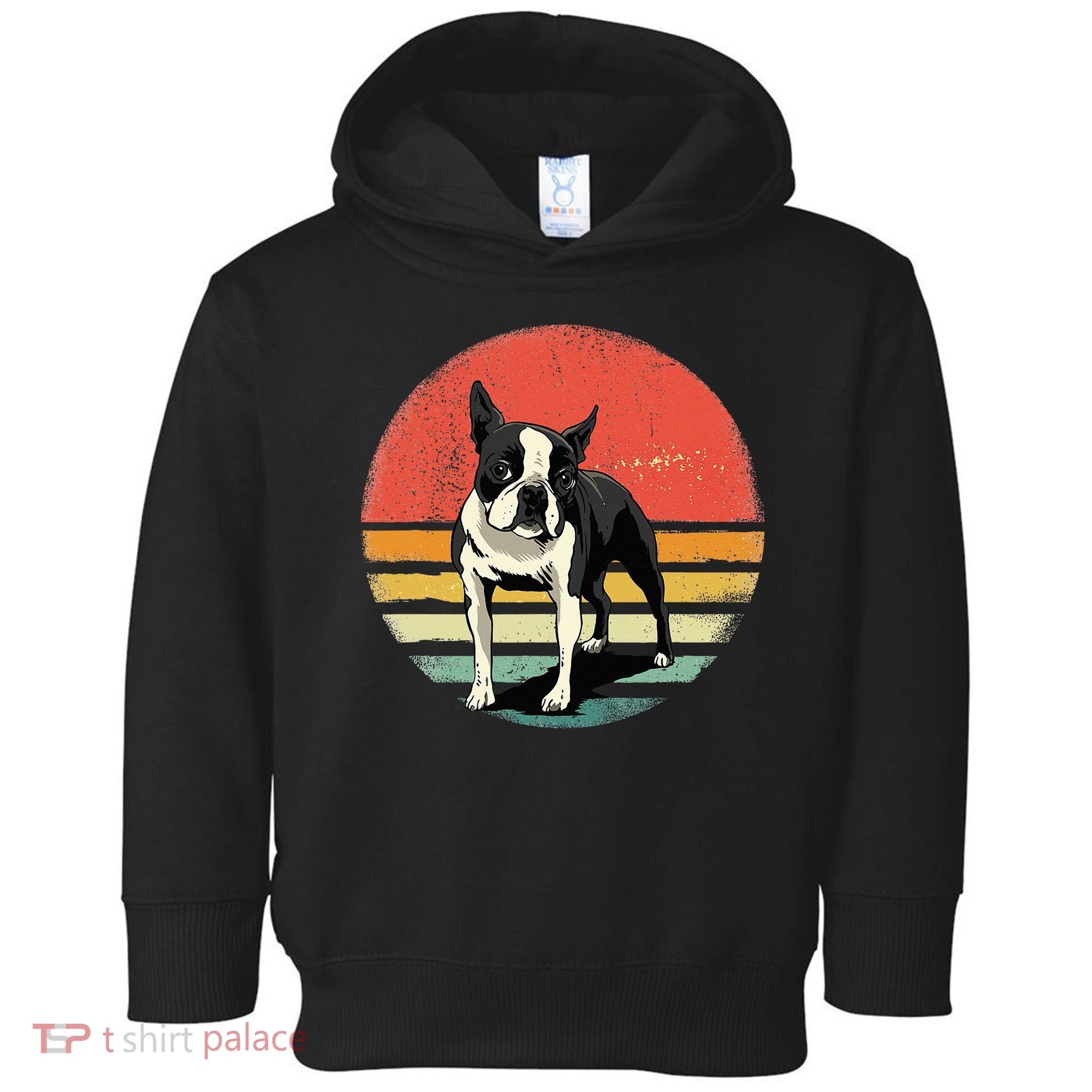 Retro Boston Bull Terrier Dog Puppy Boston Terrier Dad Mom Toddler Hoodie