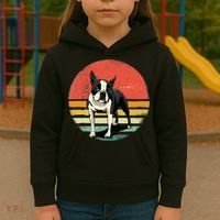 Retro Boston Bull Terrier Dog Puppy Boston Terrier Dad Mom Kids Hoodie thumb 3