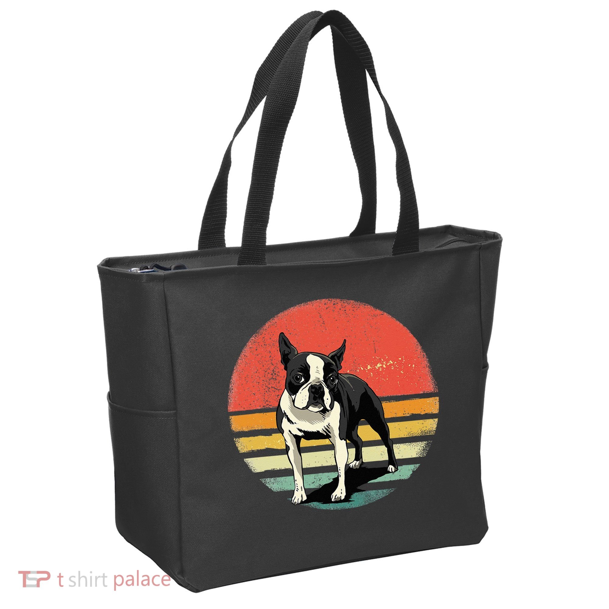 Retro Boston Bull Terrier Dog Puppy Boston Terrier Dad Mom Tote Bag