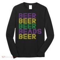 Retro Beer Beads Funny Mardi Gras Party Carnival Women Long Sleeve Shirt thumb 0